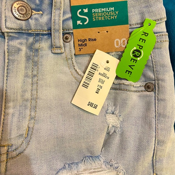 🏷️ 2/$10 BNWT AEROPOSTALE JEAN SHORTS~SZ 00~PREMIUM SERIOUSLY STRETCHY~HIGH RISE - Picture 5 of 7